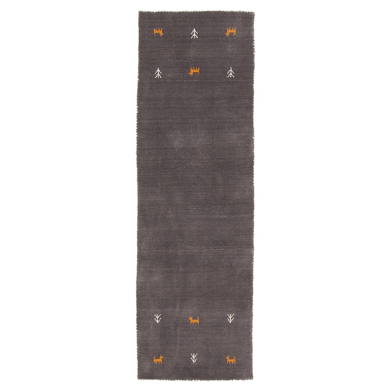 Kashkuli Gabbeh Grey Rug 1'11" x 5'10" - 1'11 x 5'10 - Grey - 1'11 x 5'10
