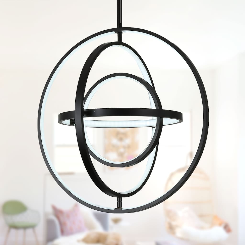 CurveCurio 20" Unique Matte Black Modern DIY Chandelier w LED Light Kit Integrated for Bedroom, Living Room and Dining Areas