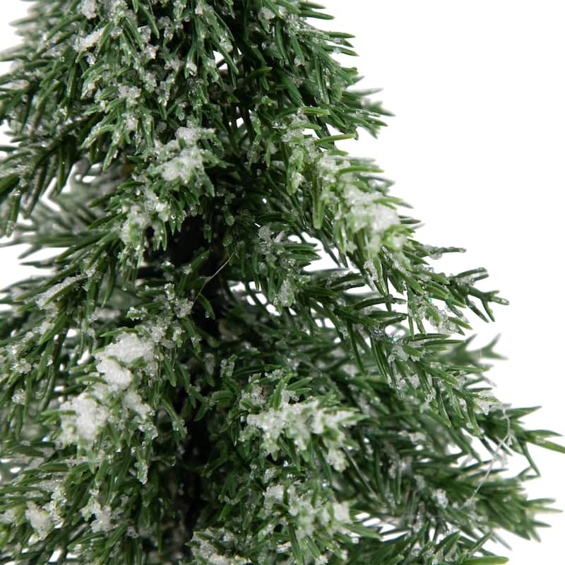 Frosted Icy Pine Christmas Tree with Jute Base - 10.5"