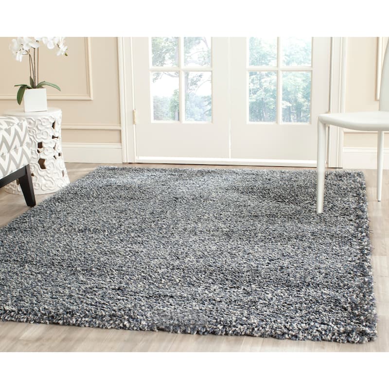 SAFAVIEH New York Shag Ruslana 1.2-inch Thick Rug - 4' x 4' - Blue/Blue - Square/Runner