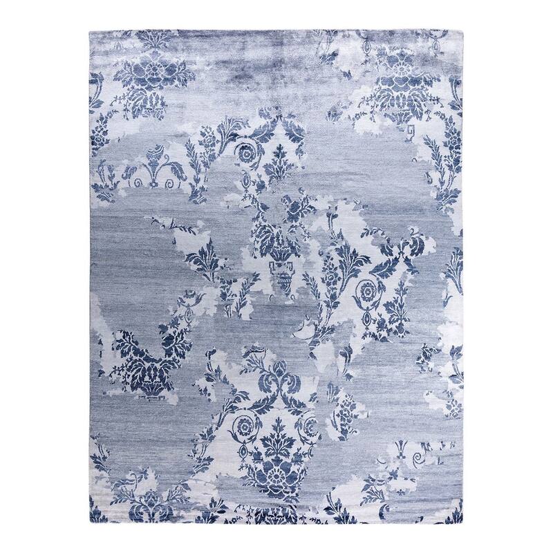 Modern One-of-a-Kind Hand-Knotted Area Rug, Blue - 9' 2" x 12' 4"