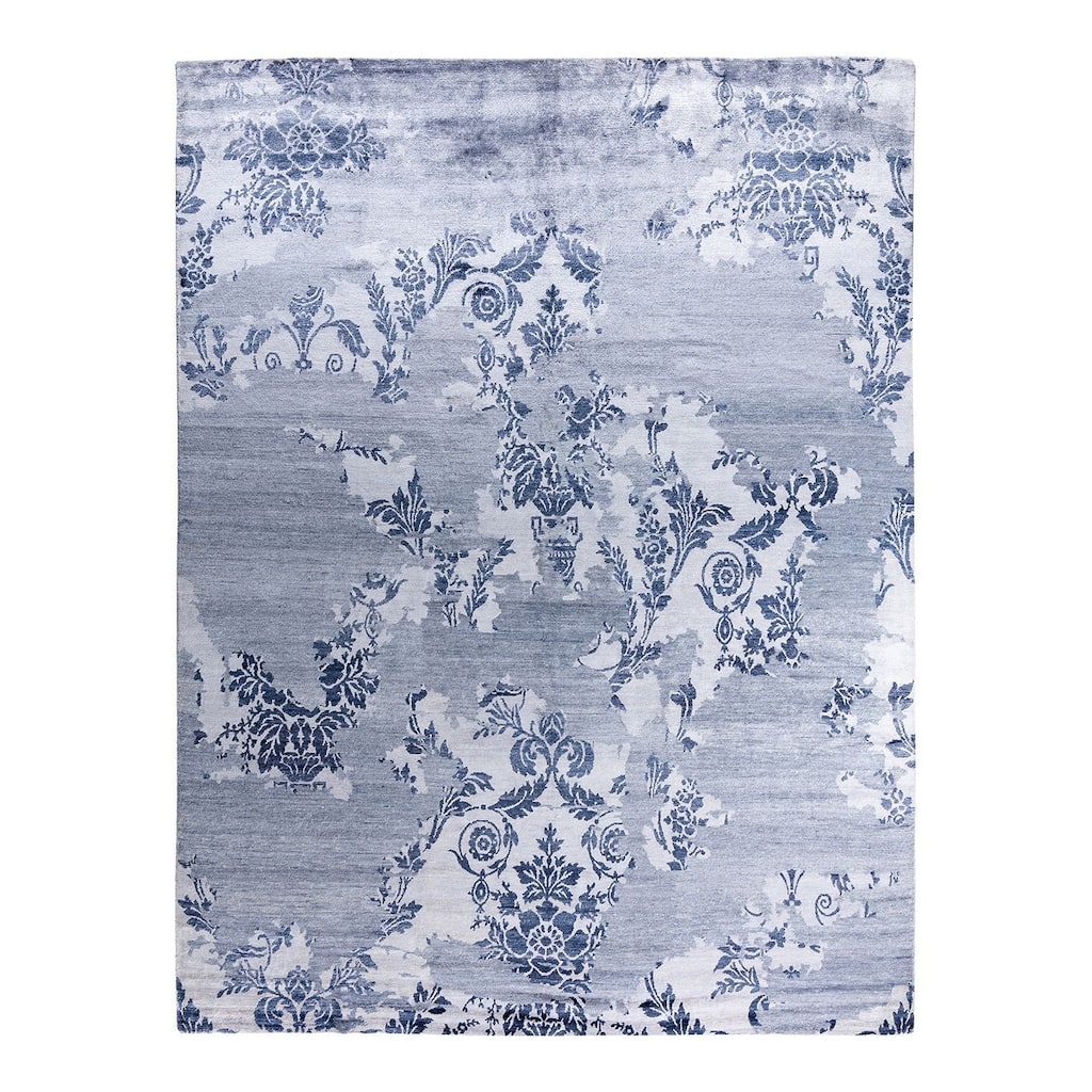 Modern One-of-a-Kind Hand-Knotted Area Rug, Blue - 9' 2" x 12' 4"