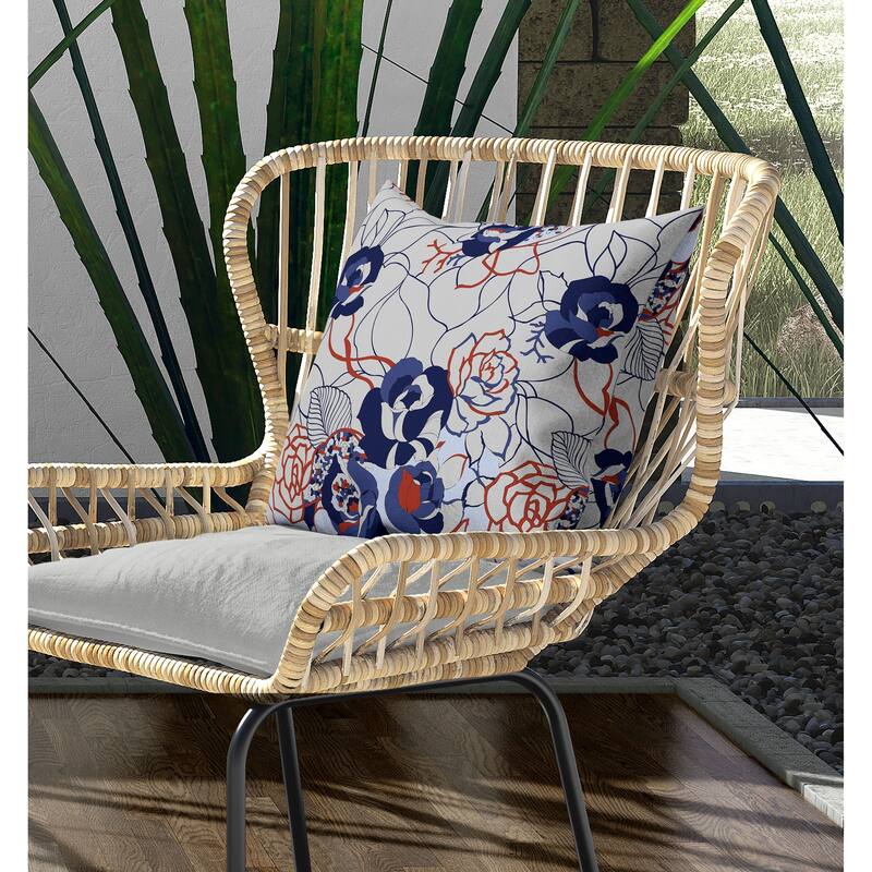 Regal Rose Retreat Indoor/Outdoor Reversible Throw Pillow Silver and Blue