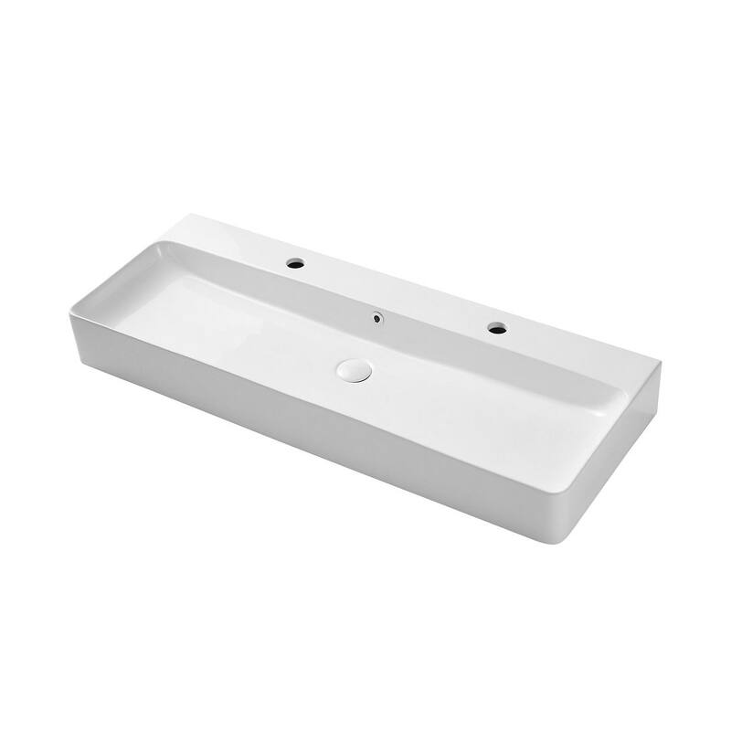 Eridanus 43" Modern Bathroom Trough Sink with Overflow