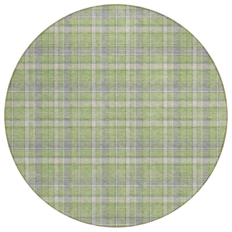 Machine Washable Indoor/ Outdoor Traditional Plaid Chantille Rug