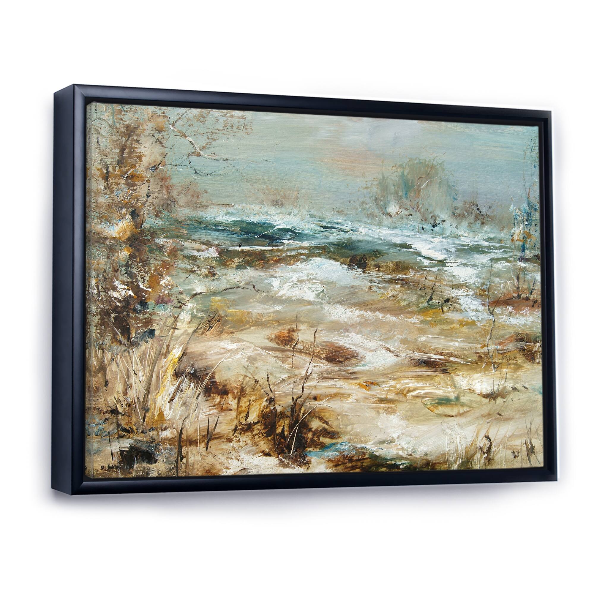 Designart "Cottage Landscape In Winter" Traditional Framed Canvas Wall