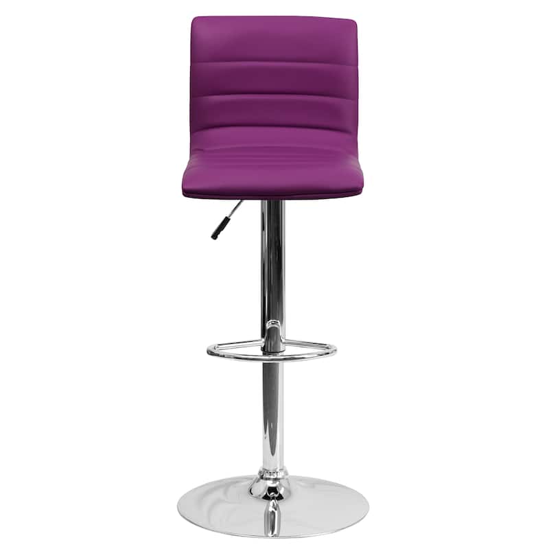 Modern Vinyl Stitch Back Adjustable Height Barstool - 16"W x 19"D x 35" - 44"H