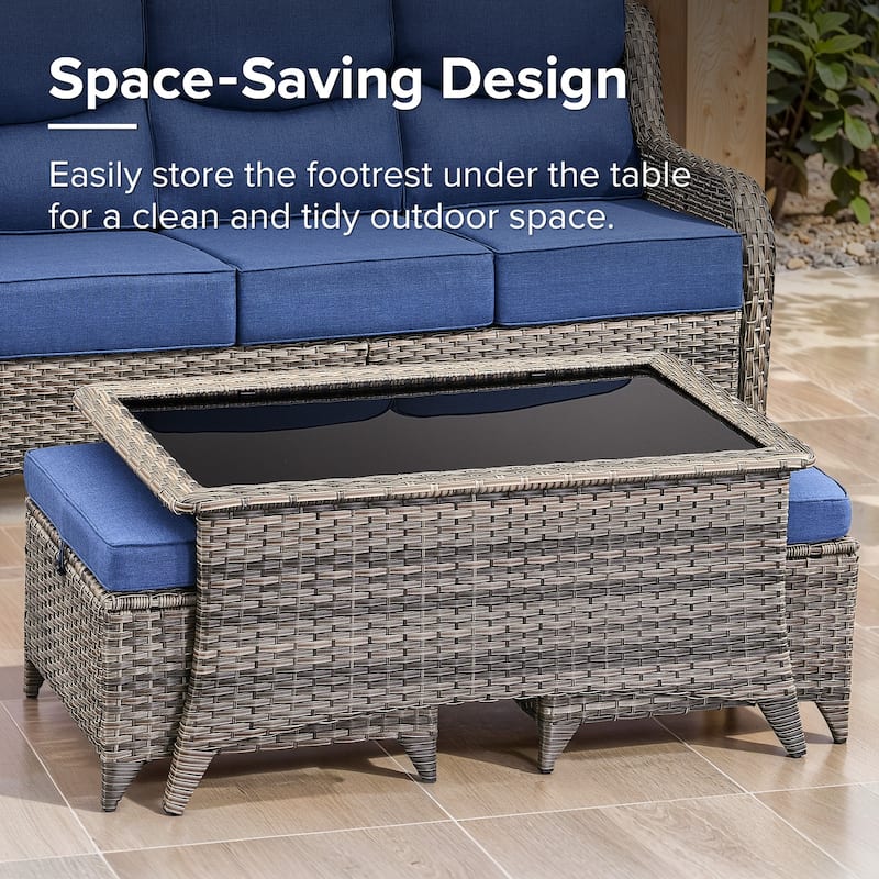 Gymojoy 4-Piece Patio Furniture Set with Swivel Glider Chairs, 6-Inch Ultra-Plush Cushions & Water-Resistant Olefin Fabric