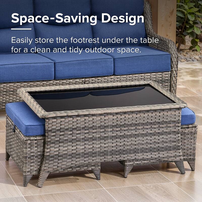 Gymojoy 6-Piece Patio Furniture Set with Swivel Glider Chairs, 6-Inch Ultra-Plush Cushions & Water-Resistant Olefin Fabric