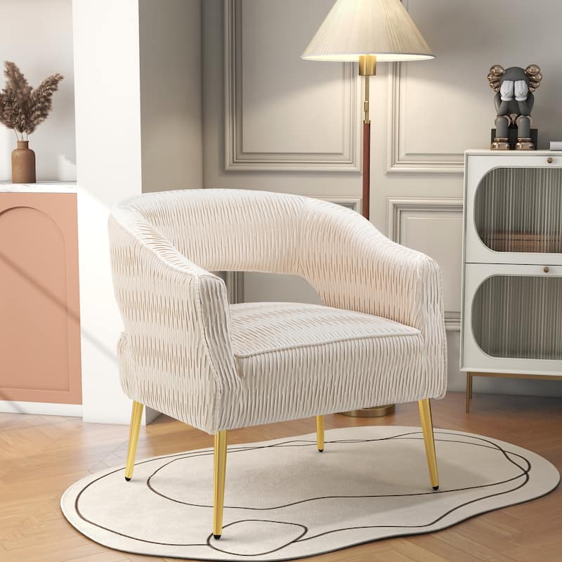 Contemporary Upholstered Ruffle Accent Chair