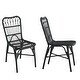 preview thumbnail 2 of 3, Outdoor PE Wicker Patio Dining Chairs Set of 2 GREY