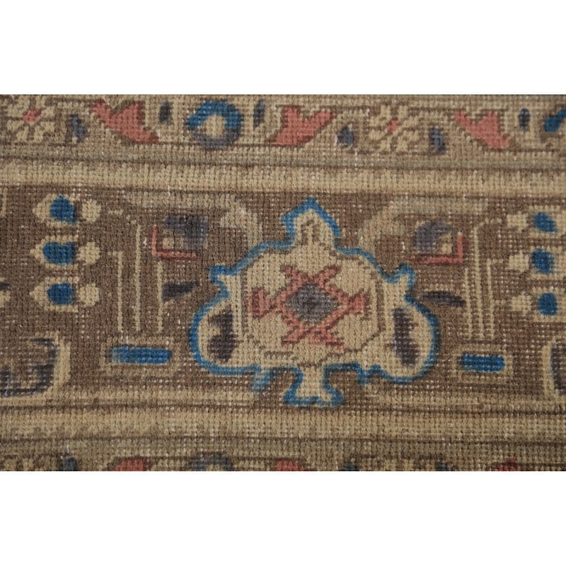 Tabriz Persian Rug Hand-Knotted Oriental Beige Wool Carpet - 7'10"x 10'10"