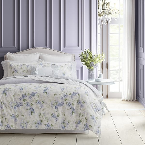 Laura Ashley Wisteria Velvet Lavender Duvet Cover Set Bed Bath