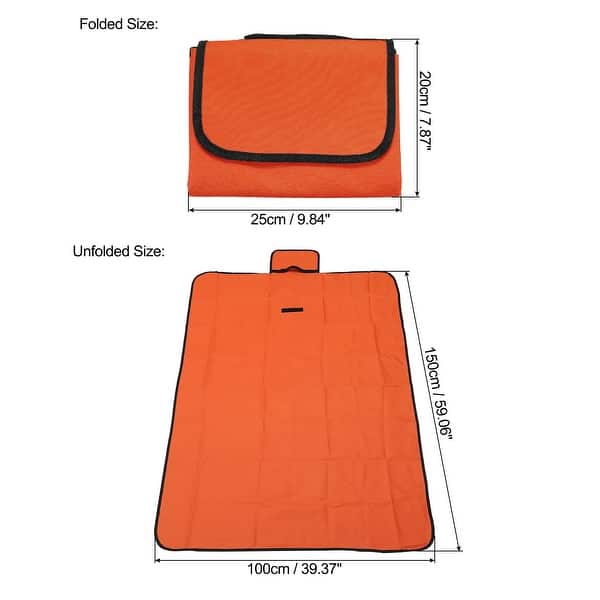 59" x 39" Outdoor Picnic Blanket Waterproof Foldable Beach Mat Orange