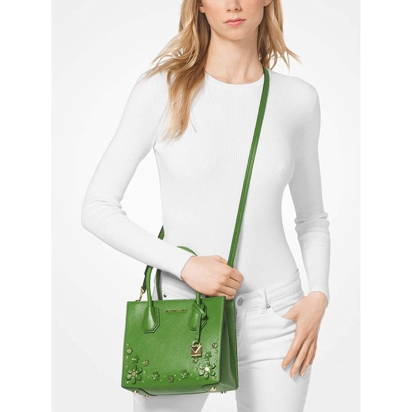 michael kors mercer floral embellished leather crossbody