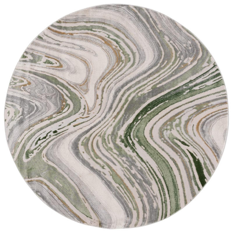 SAFAVIEH Prestige Veda Contemporary Rug - 6'7" Round - Ivory/Light Green