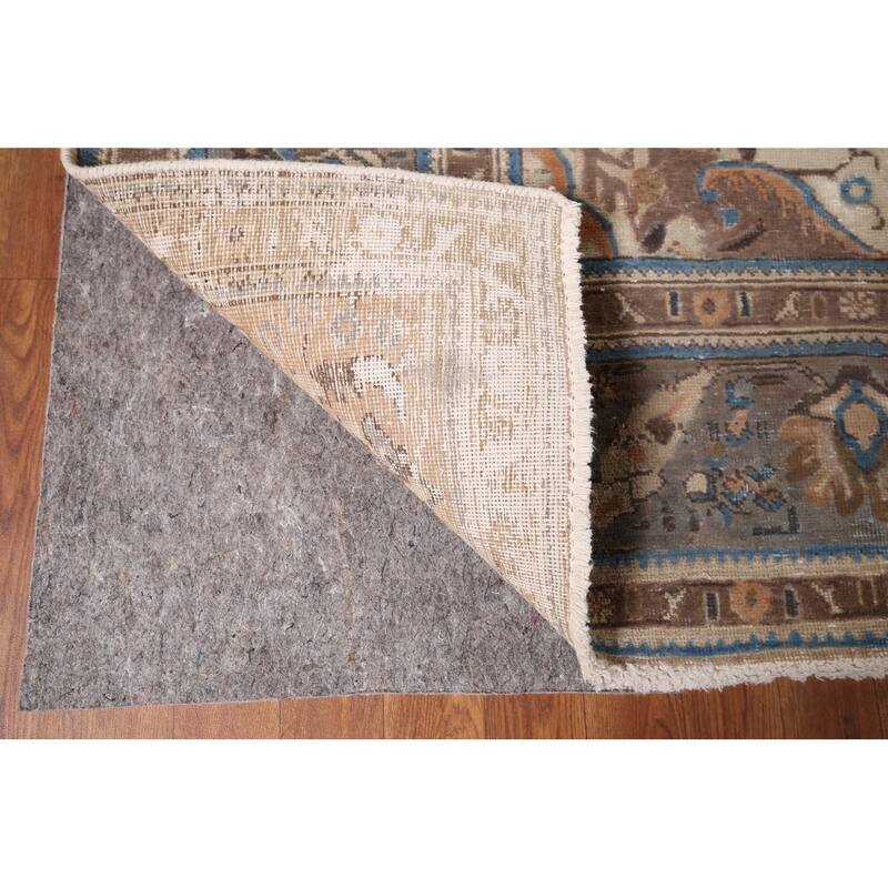 Gray Distressed Tabriz Vintage Persian Area Rug Handmade Wool Carpet - 7'7" x 11'2"