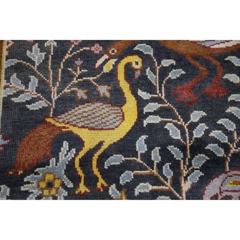 Hand Knotted Oriental 100% Wool Carpet Traditional All-Over Navy Blue & Blues Ziegler Area Rug - 9' 10'' X 7' 9''