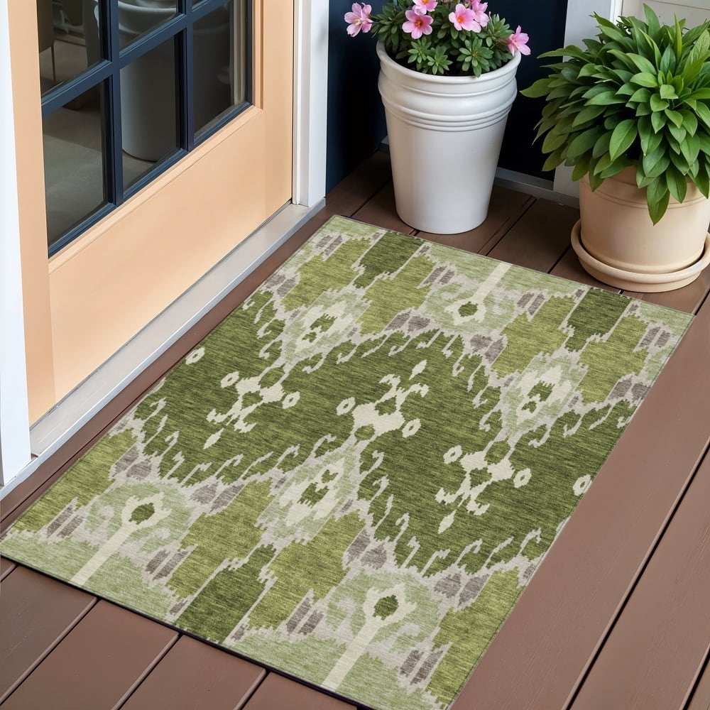 HomeRoots Ikat Transitional Rectangle Outdoor Rug