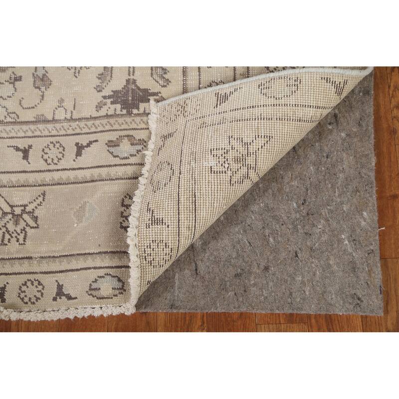 Hand Knotted Oriental 100% Wool Carpet Traditional Floral Beige & Ivories Tabriz Area Rug - 8' 9'' X 6' 0''