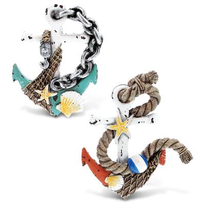 CoTa Global Anchor Refrigerator Nautical Ocean Magnets Set of 2 - 0.5″Lx2.75″Wx3.7″H