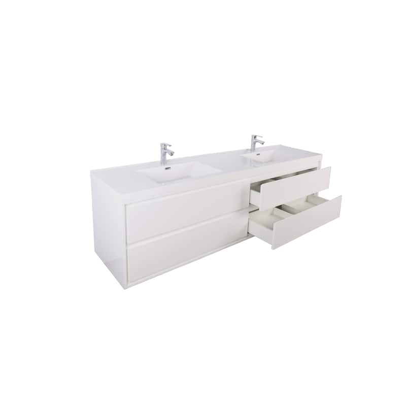 Sage 60" wall mounted bathroom vanity with double basin acrylic top