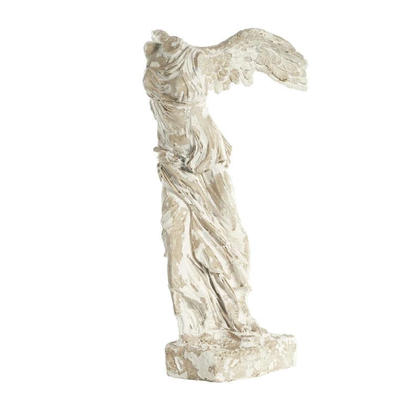 Resin Biblical Angel Sculpture - Beige - Roche River Decor - 9"W x 11"L x 22"H