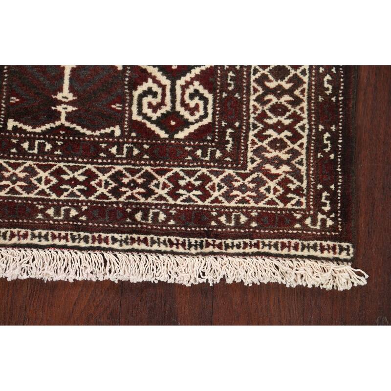 Geometric Persian Balouch Wool Area Rug Handmade Traditional Carpet - 2'9" x 3'8"
