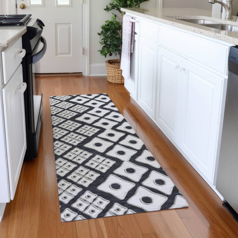 Premium Washable Super Soft Modern Cooper Mayfield Rug - Black - 2'3" x 7'6"