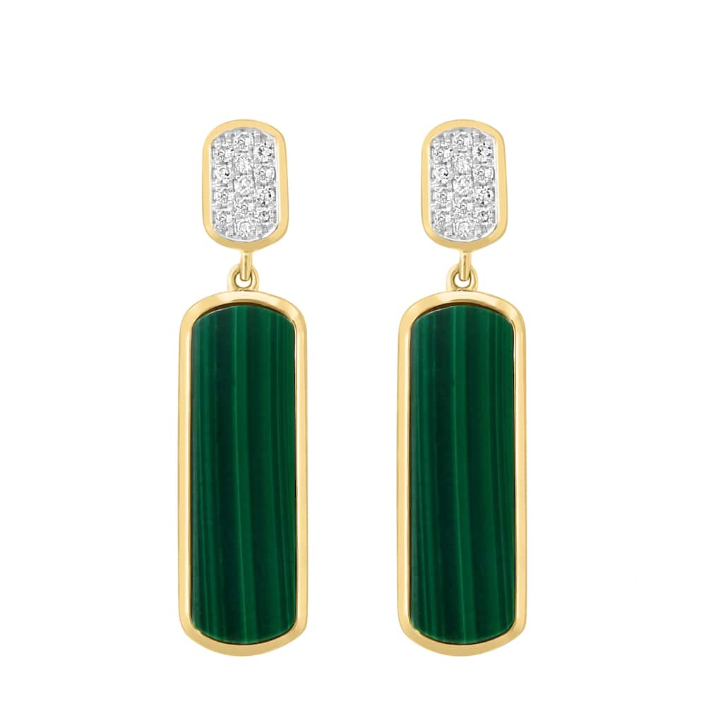 EFFY 14K Yellow Gold Diamond Malachite Drop Earrings