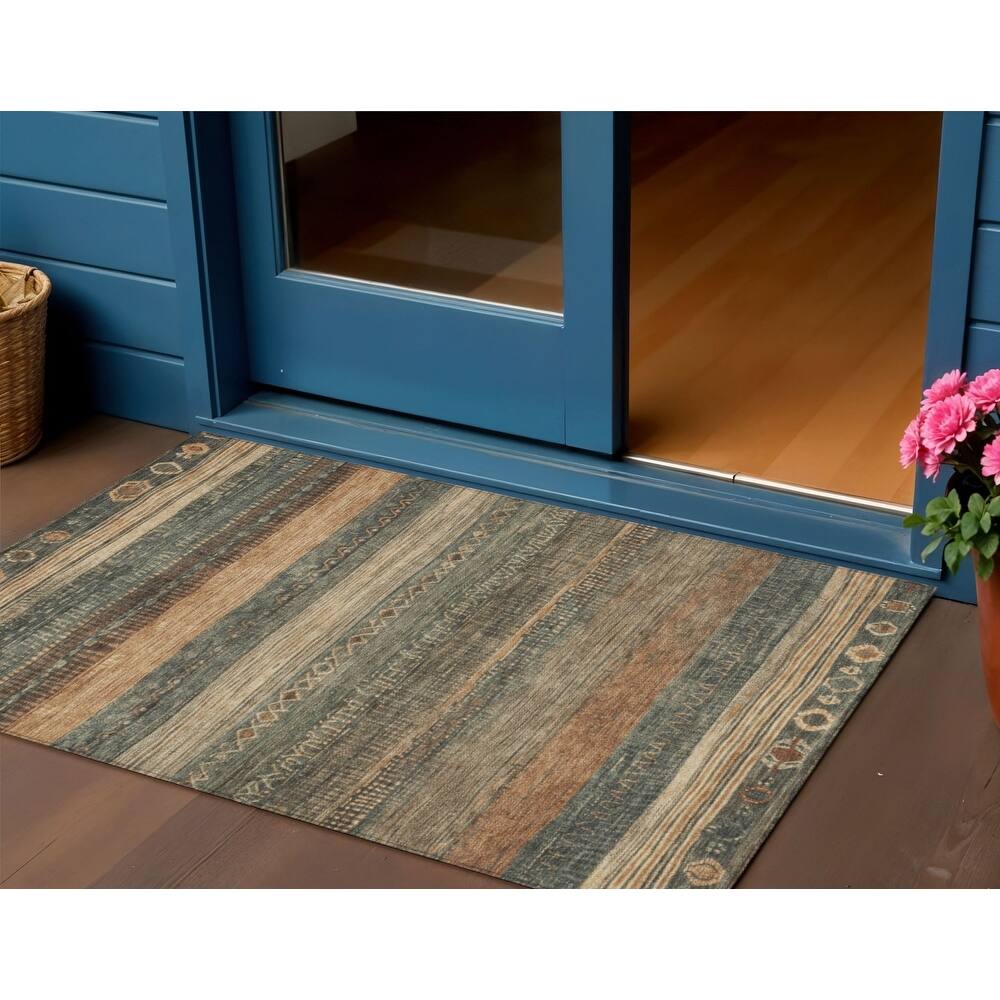 HomeRoots Aztec Transitional Rectangle Outdoor Rug