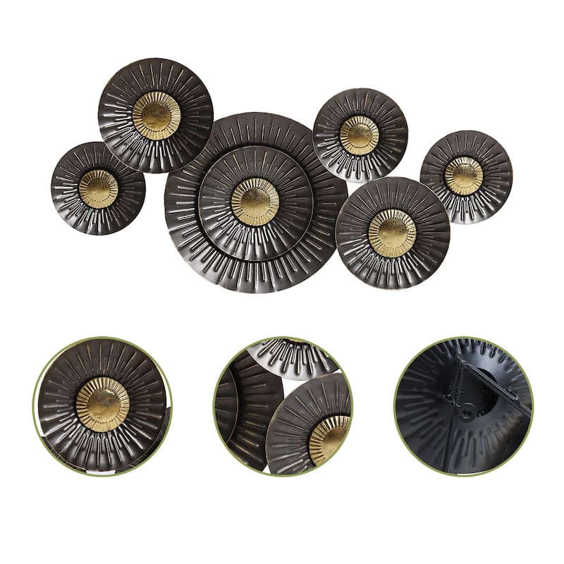 41.3" W Brown and Gold Metal Abstract Flower Wall Decor