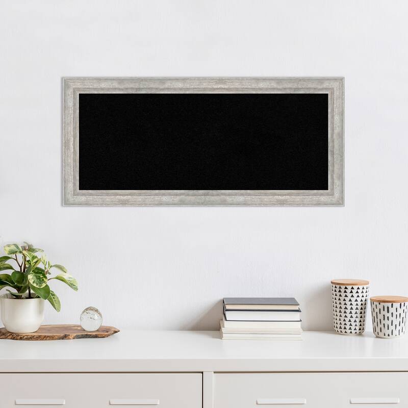 Angled Silver Wood Framed Black Corkboard Bulletin Board, Organization Board, Pin Board