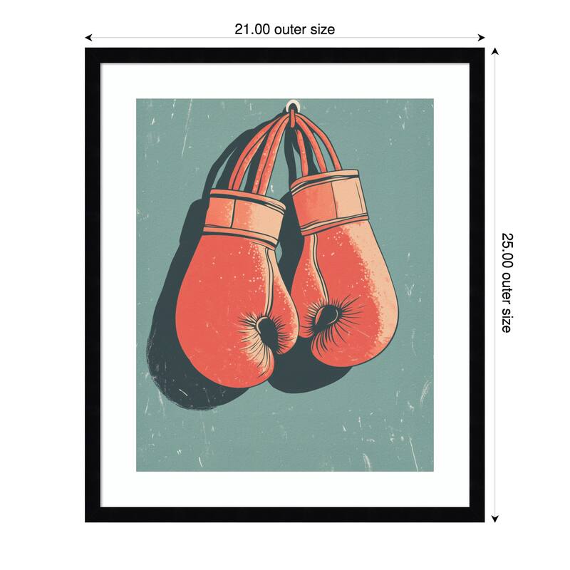 Boxing Gloves by Andreas Magnusson Wood Framed Wall Art Print - Black - 21 x 25 in