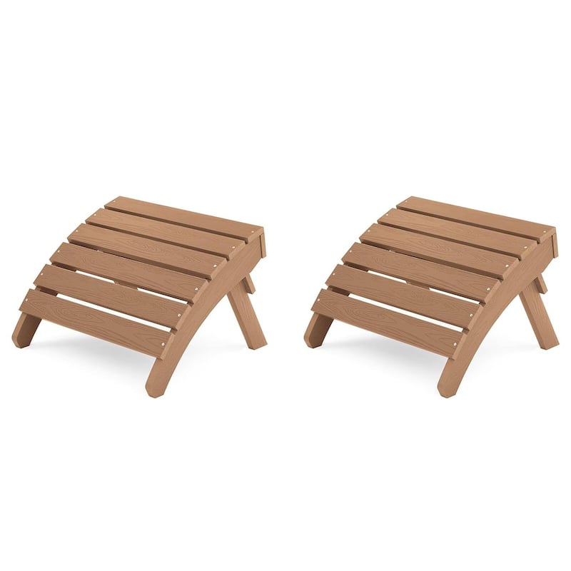 WINSOON All Weather HIPS Outdoor Folding Ottoman Adirondack Chair Footrest Set Of 2 - Teak