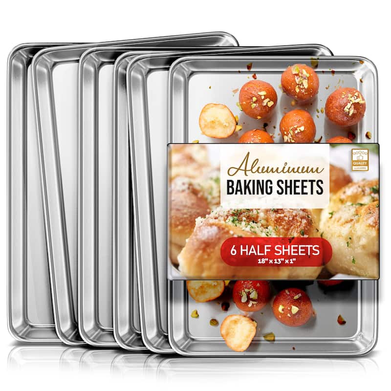 JoyTable Aluminum Steel Non-stick Baking Sheet/Cookie Sheet Set - Half Sheet Pan - 6 Piece