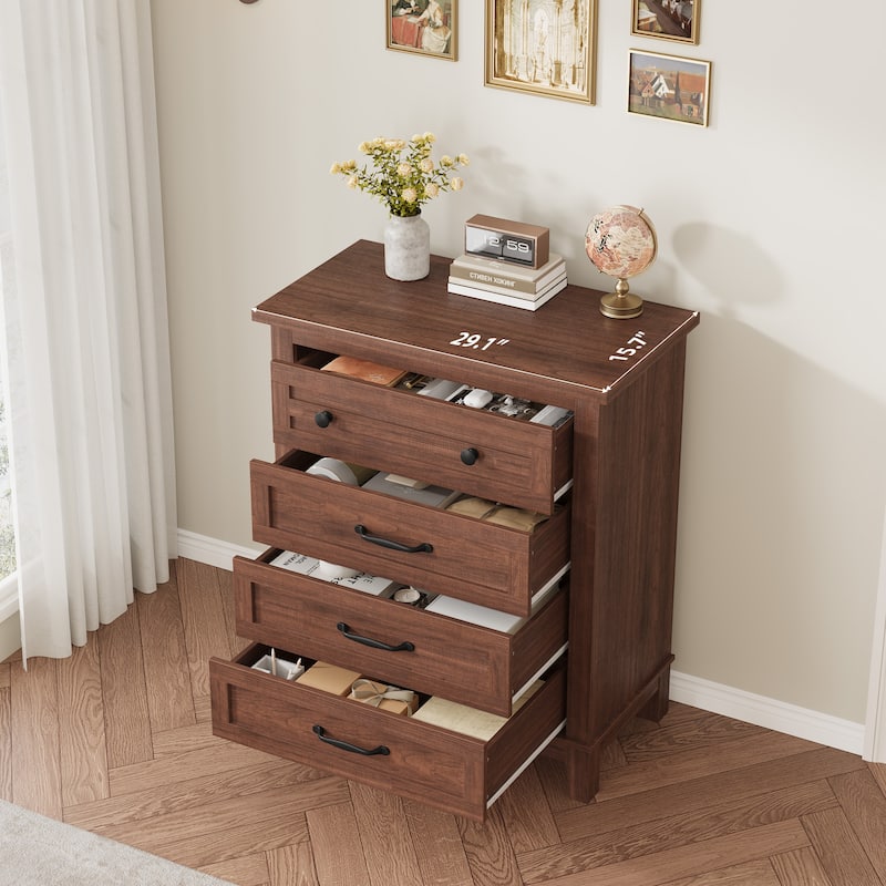 4 Dresser for Bedroom, 34.8" Tall Wooden Freestanding Chest of Drawers