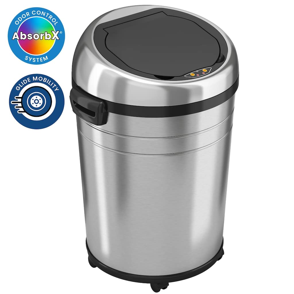 iTouchless 18 Gal Stainless Steel Sensor Kitchen Trash Can with Wheels