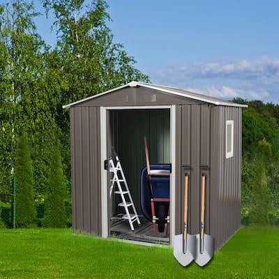 6 ft. W x 5 ft. D Gray Metal Storage Shed with Window and Lockable Door (30 sq. ft.)