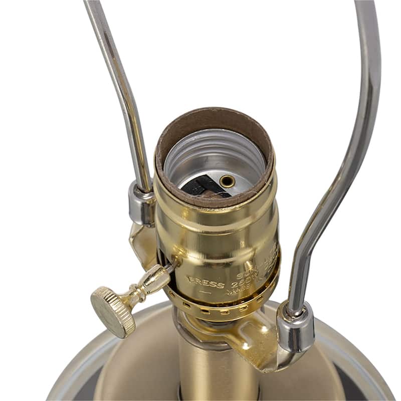 D15x25.5" Gold and White Cylinder Table Lamp with Drum Shade