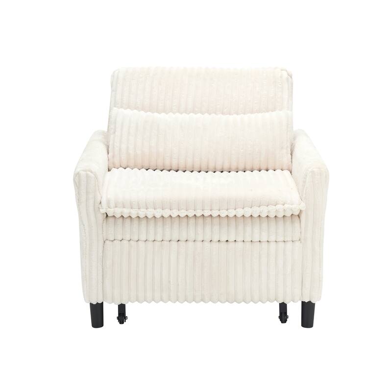 Corduroy Accent Chair Convertible Chaise Lounge, Single Sofa Chair Lounge Chair Pull-out Sleeper Sofa Bed