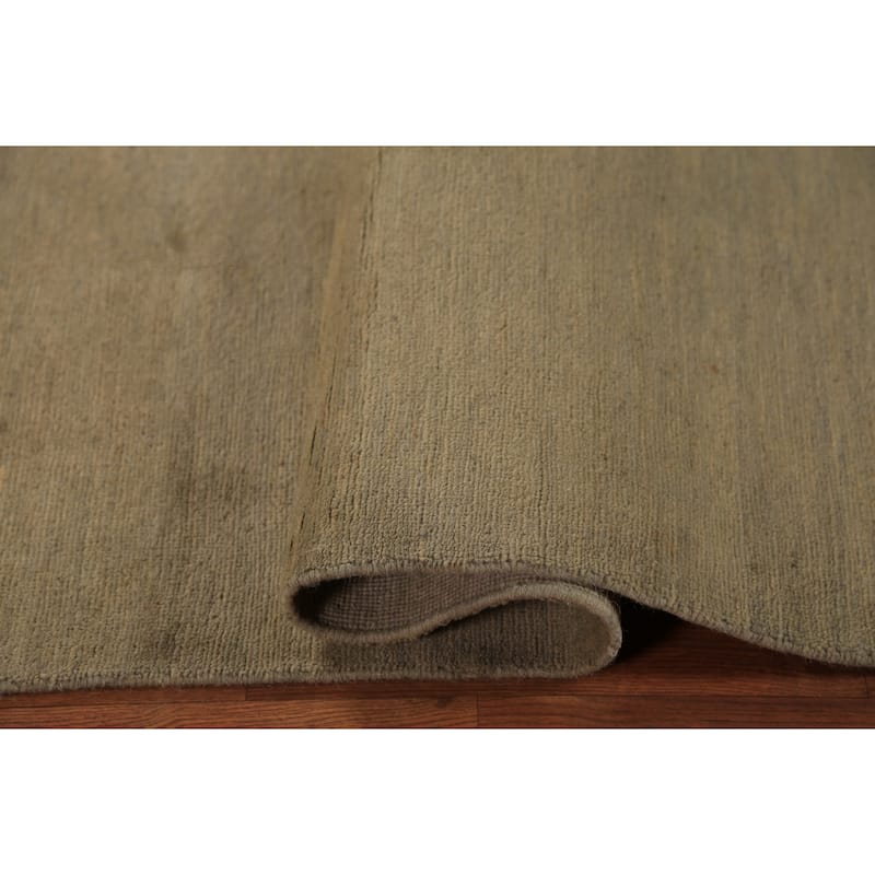 Green Gabbeh Oriental Runner Rug Hand-Knotted Hallway Wool Carpet - 2'8" x 10'9"