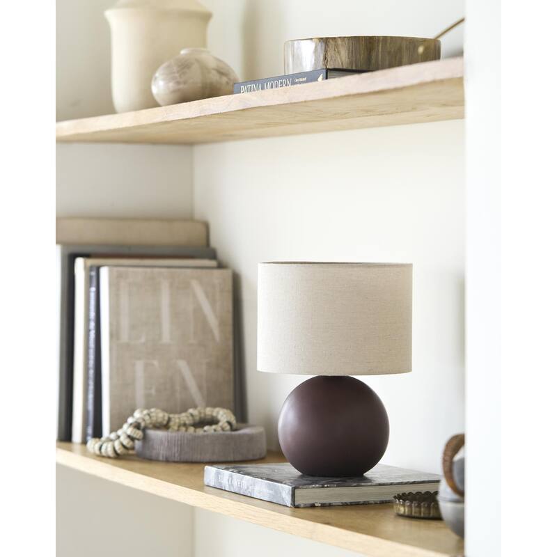 Livabliss Elio Modern Accent Table Lamp - 10"H x 8"W x 8"D - Dark Brown