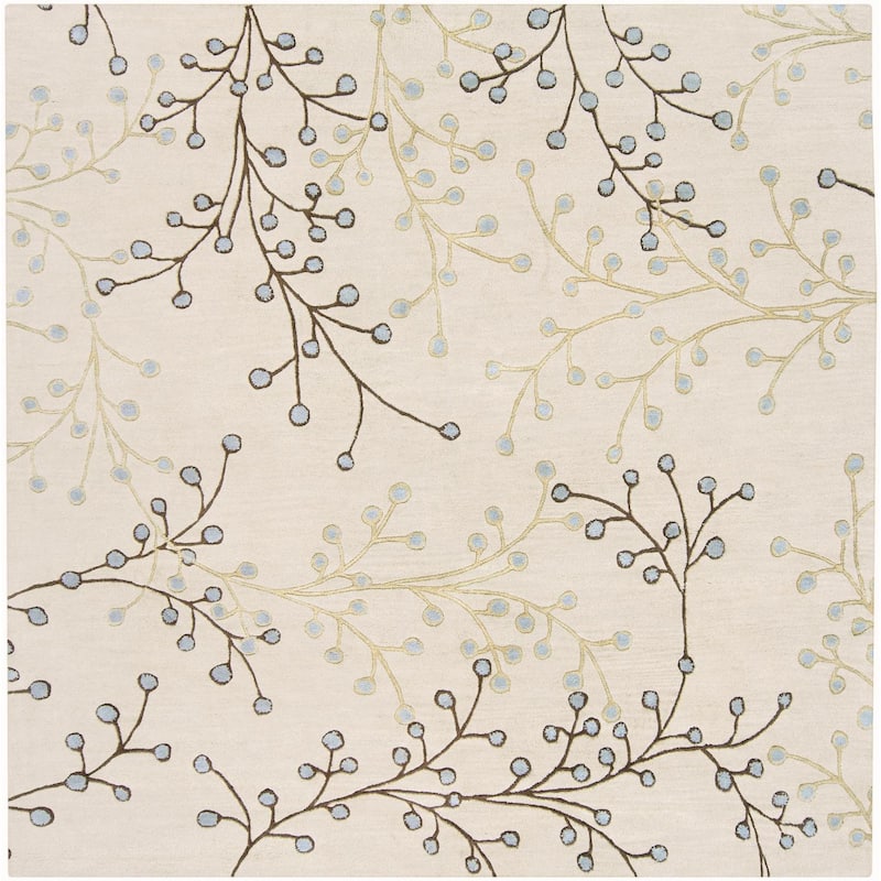 Livabliss Athena French Country Floral & Botanical Hand Tufted Area Rug - 4' x 4' Square - Oat