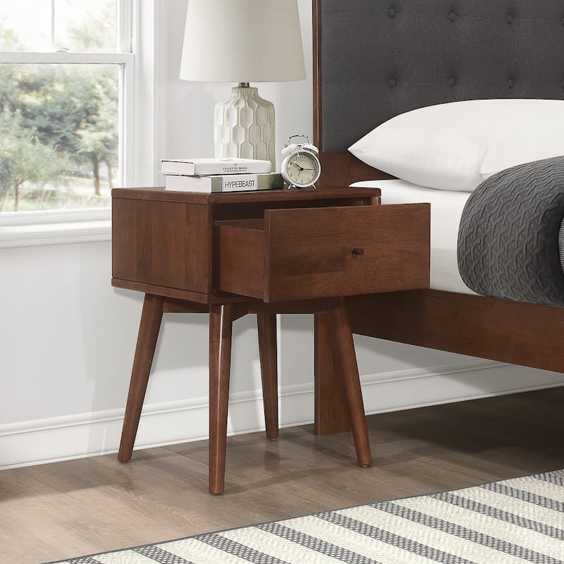 Hana Mid Century Modern Walnut Nightstand Bed Side Table in Walnut
