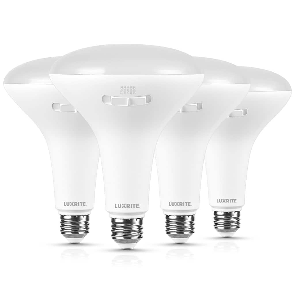 Luxrite BR40 LED Light Bulb 12W=90W 5CCT Dimmable 1080LM LED Flood Light Bulb E26 Base 4 Pack