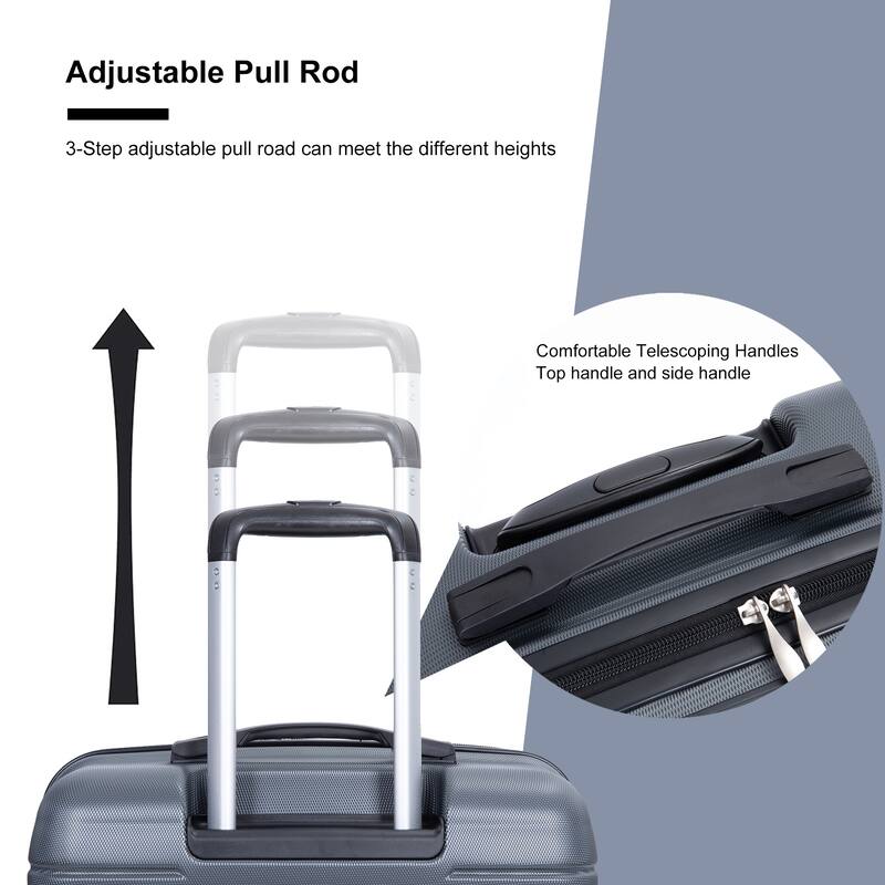 3 Piece PC Expandable Luggage Sets, Modern Lightweight Durable Suitcase with TSA Lock, Two Hooks and Spinner Wheels