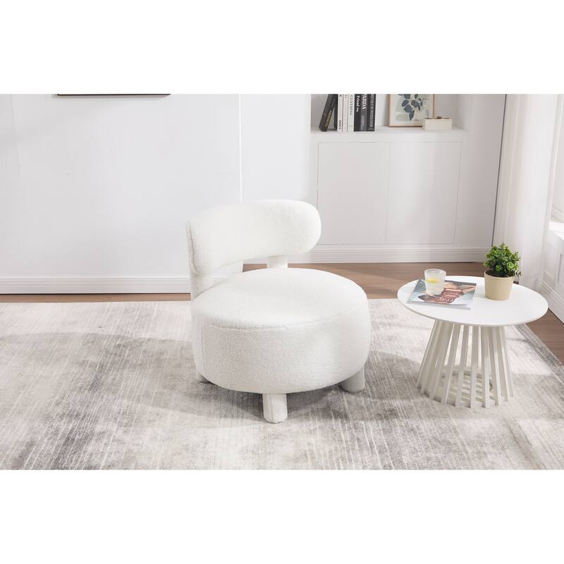 063-Teddy Fabric armless accent chair with curved backrest and solid wood legs upholstered chair slipper side chair