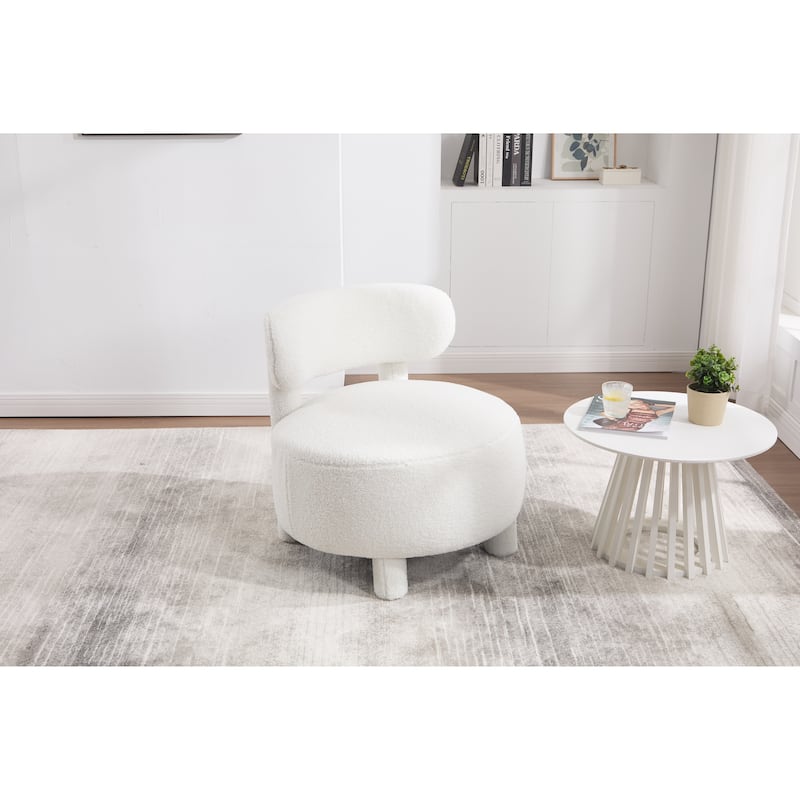 Teddy Fabric Armless Accent Chair With Curved Backrest And Solid Wood Legs Upholstered Chair Slipper Side Chair