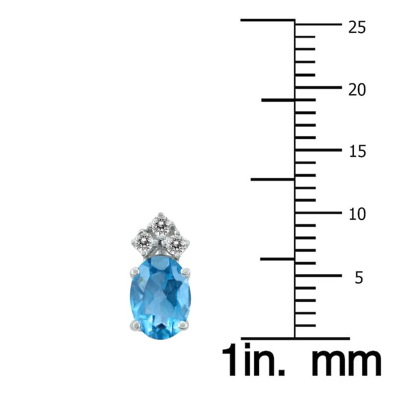 Marquee 14K White Gold 8x6MM Oval Blue Topaz and Diamond Earrings
